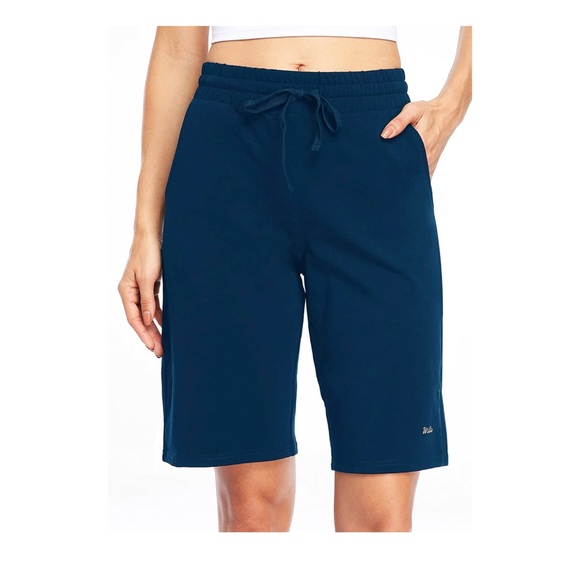 Willit Women's Shorts 10" Bermuda Cotton Long Shorts NWT - Navy - NWT Small - Picture 2 of 8